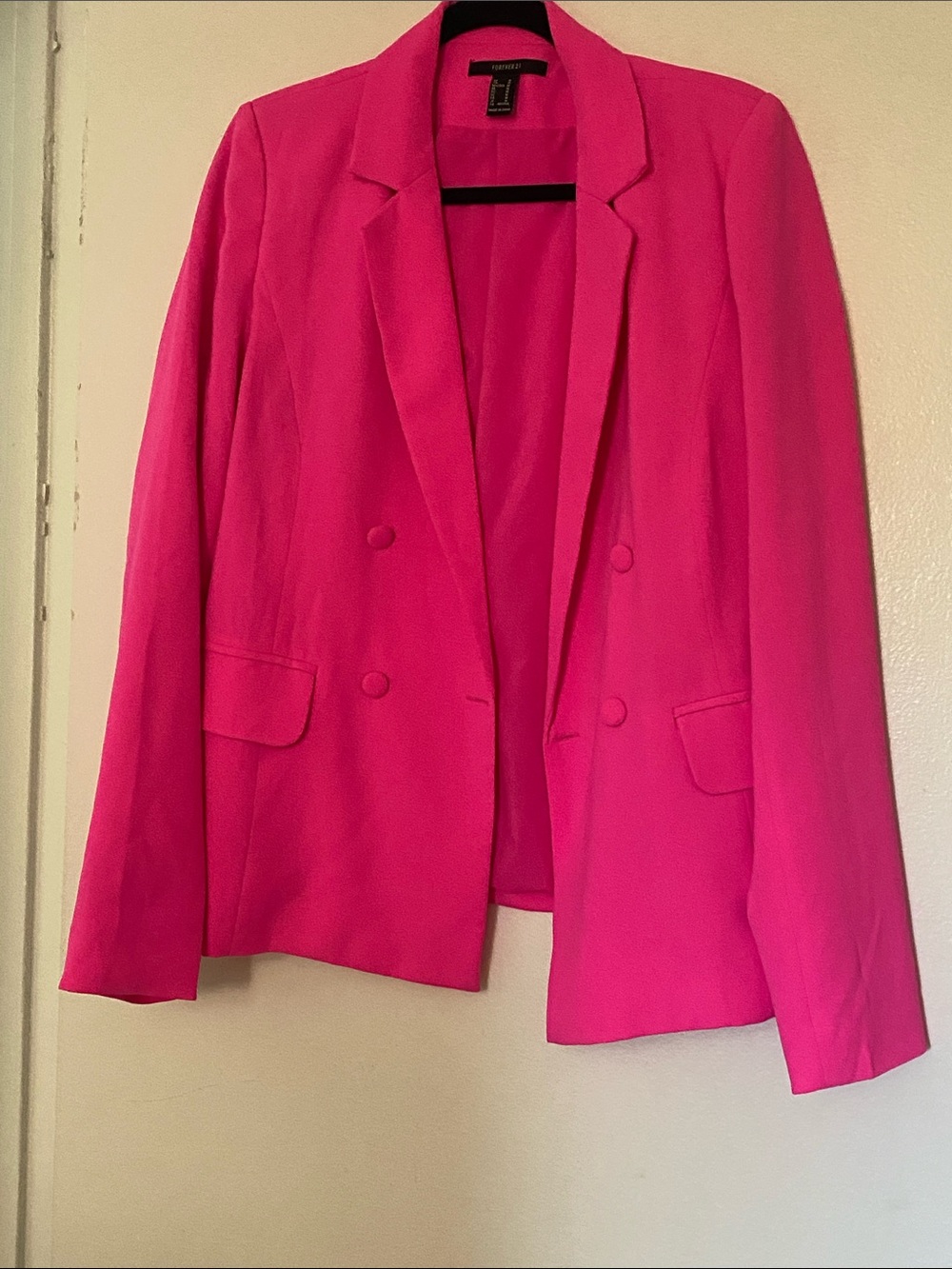 Forever 21 XXI Women's Double-Breasted Neon Pink Blazer - RARE - Picture 4 of 8